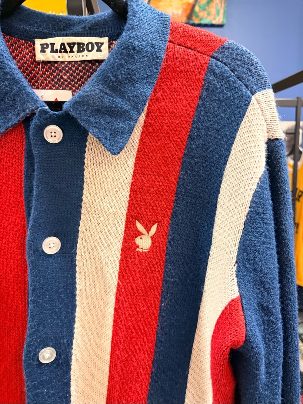 PLAYBOY Striped Knit Cardigan - Picture 2 of 3